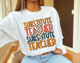 Substitute teacher, checkered bolt