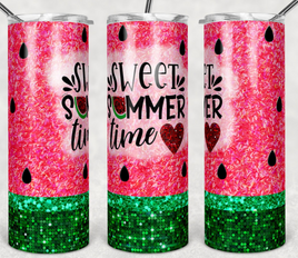 sweet summertime glitter watermelon tumbler
