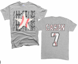 Allstars Baseball/Softball Star with name/number back