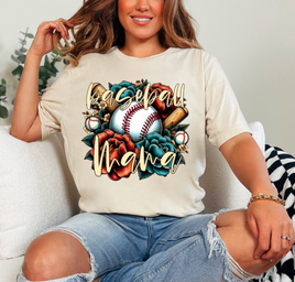 Baseball mama floral
