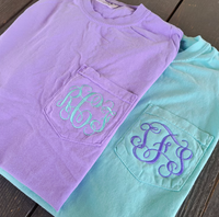 Christmas In July - Embroidered Monogram Pocket Tee