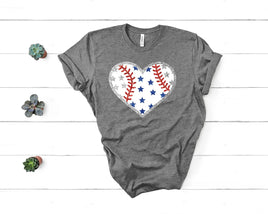 Baseball heart with stars