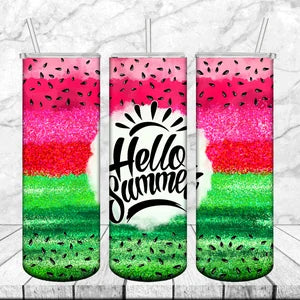 hello summer watermelon tumbler