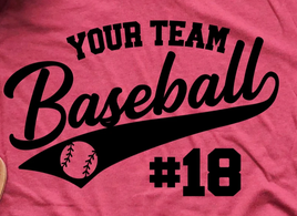 Custom Team baseball/softball with number
