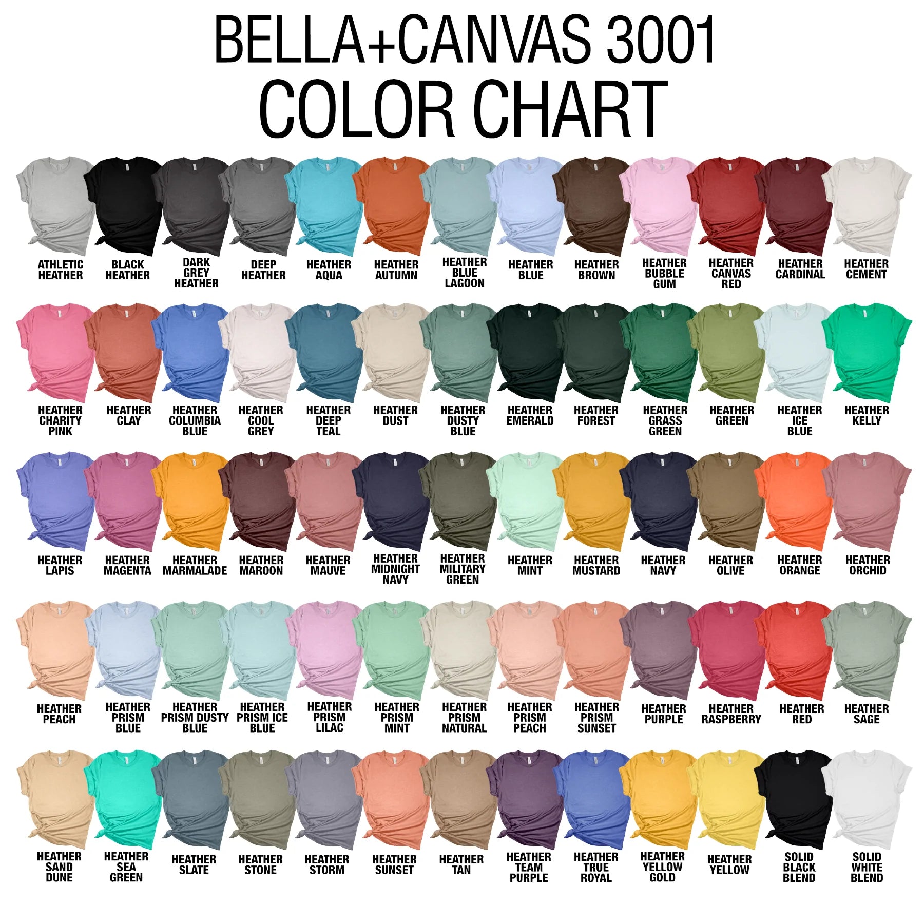 Color Size Color and Size Chart – BEC Creations & Designs